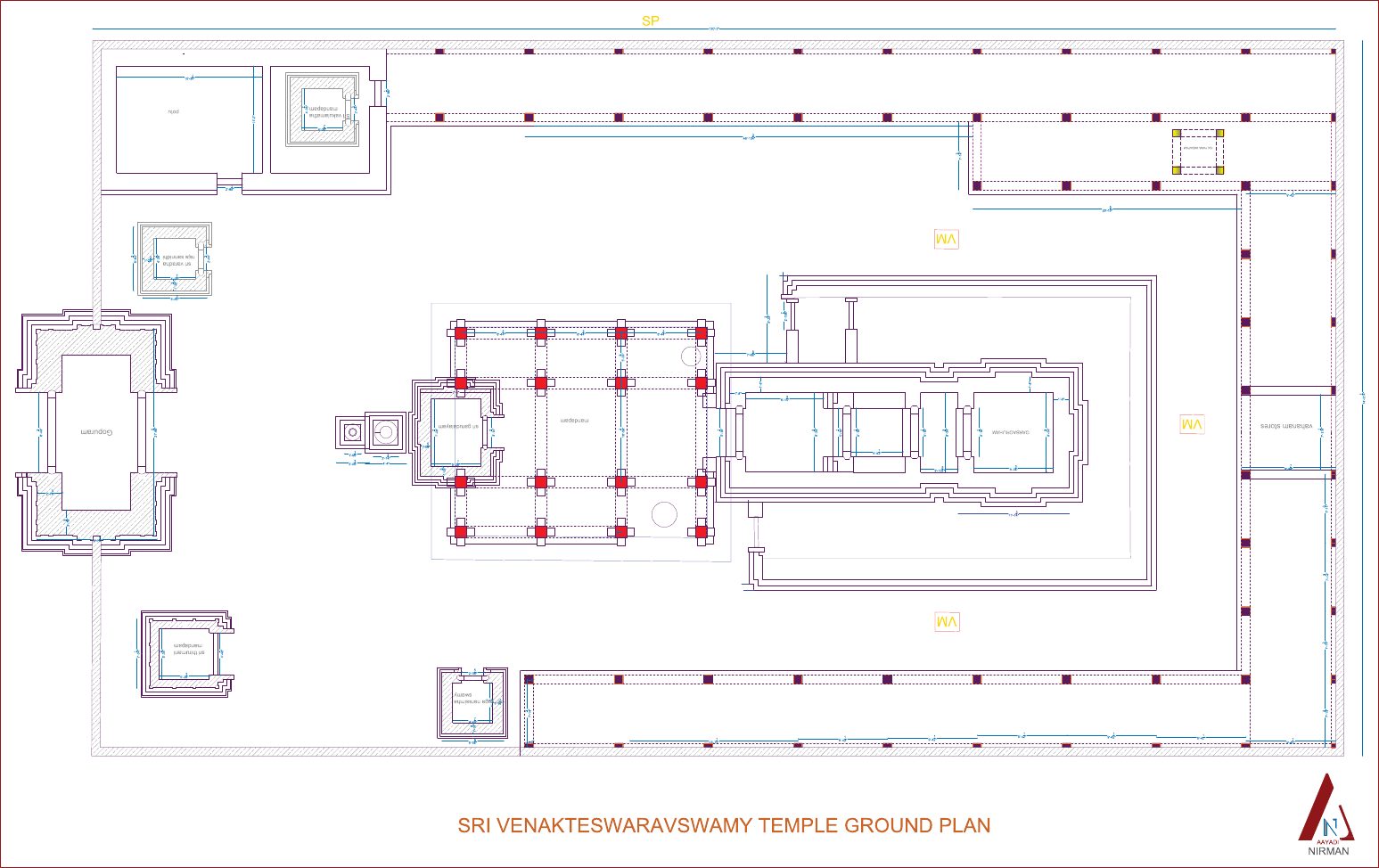 Temple complex ground plan drawing