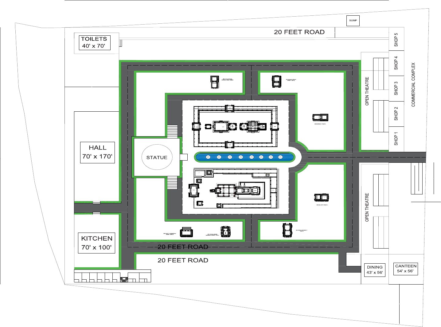 Site master plan of the 108 ft statue complex
